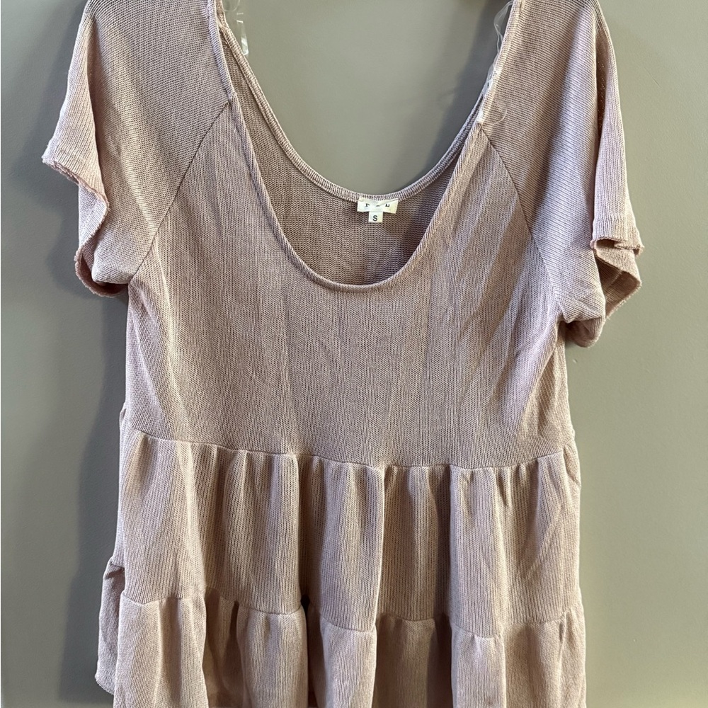 POL Mauve Short Sleeve Tiered Top